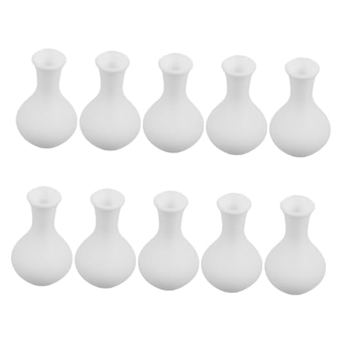 BEBEMOKO 10pcs Mini Puppenhaus Vase Kleine Modell Vasen Miniatur Puppenhäuser Mini Puppenhäuser Rückspiegel Künstliche Blumen Home Decoration Puppen Puppenhaus Haushalt Vasen Pla Weiß von BEBEMOKO