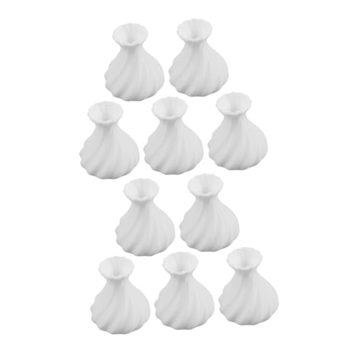 BEBEMOKO 10pcs Mini Puppenhaus Vase Mini Ornamente Miniatur Puppenhäuser Kleines Modell Puppenhaus Supplies Puppenhaus Kleine Vase Puppenhaus Bonsai Puppenhaus Puppe Puppenhaus Mini Vasen Pla Weiß von BEBEMOKO