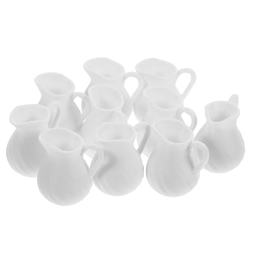 BEBEMOKO 10pcs Mini Puppenhaus Vasen Puppenhaus Zubehör Puppenhaus Dekor Supplies Puppenhaus Tisch Vase Miniatur Puppenhaus Dekor Puppenhaus Garten Zubehör Mini Vase Weiß von BEBEMOKO