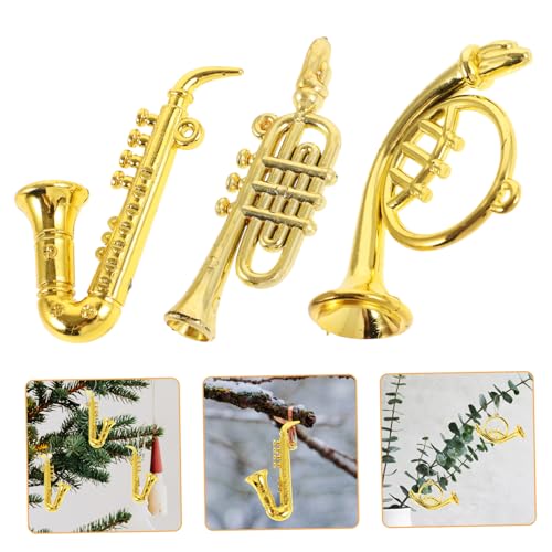 BEBEMOKO 18 Stück Musikinstrument Dekoratives Zubehör Saxophon Ornament Miniatur Musikinstrumente Puppenhaus Mini Instrumente Mini Instrumente Figur Mini Musik Anhänger Goldener von BEBEMOKO