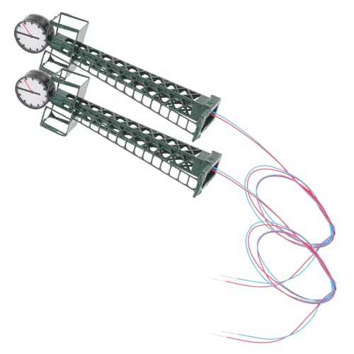 BEBEMOKO 2 Stück Zuggitterlicht Modell Schienenlicht Modell Gittermodell Multifunktionale Kleiderbügel Leuchtender Griff Zug Modell Zug Straßenlaterne Multi-Aufhänger Stangenlampe Modell Metall Grün von BEBEMOKO