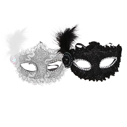 2 Elegante Feder-Design-Masken für Karneval, Festival, Partys, Maskerade Masken für Frauen für Maskerade-Partys und besondere Anlässe von BEBEMOKO