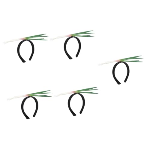 BEBEMOKO 5 Stück Scallion Stirnband Herren Haargummi Festival Mädchen Haarschmuck Haarschmuck für Männer Gemüse Kostüm Kopfbedeckung Gemüse Lebensmittel Stirnband Fancy Crazy Headband Hoops Kunststoff von BEBEMOKO