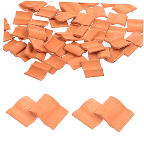 BEBEMOKO 50pcs Mini Bricks Schuppen Dachpappe Aquarium Höhle Ornamente Aquarium Ornamente Aquarium Pflanzen Hund Miniaturziegel Dachpappe für Schuppen Fake Brick Brise Blöcke Dach Filz Ton von BEBEMOKO