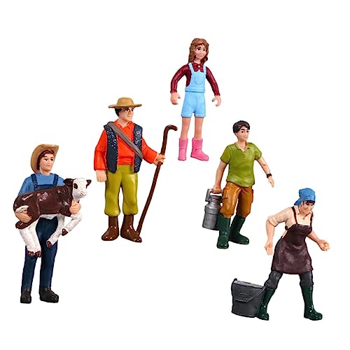 BEBEMOKO 5pcs Character Model Miniature Scenes Figure Scale People Figures Miniature People Figurines Farmer People Figures Miniatures Big Helpers Home Miniature Farm Scale Figures Vinyl von BEBEMOKO