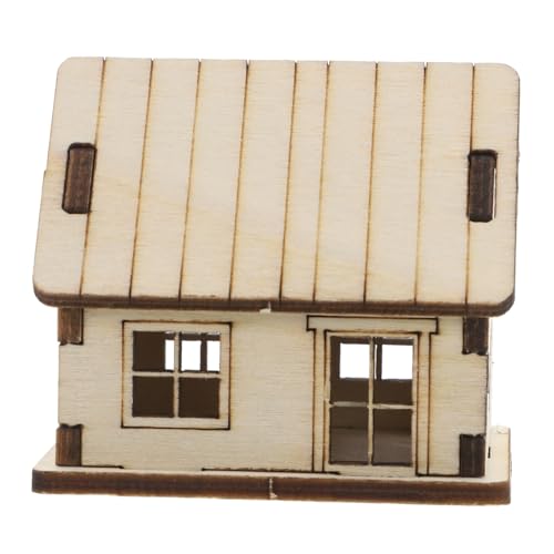 BEBEMOKO Miniaturhaus Blumenfenster Puppenhaus Tür und Fenster Puppenhaus Outdoor Haus Mini Statuen Modell Material Puppenhaus Partition Puppenhaus Holz Khaki von BEBEMOKO