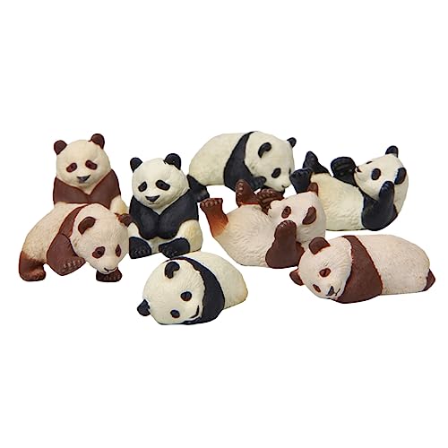 BEBEMOKO Panda-Figuren-Set, bezaubernde Tiermodelle für pädagogisches Spielen und Heimdekoration, niedliche Panda-Ornamente für Miniaturgärten und Landschaften, 8-teilig von BEBEMOKO