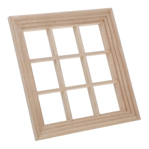 BEBEMOKO Puppenhaus Fenster Puppenhaus Schlafzimmer Dekoration Puppenhaus Möbel Puppenhaus Miniatur Jalousien Haus Fenster Mikrolandschaft Ornamente Spielzeughaus Fensterrahmen Modell Beige PVC von BEBEMOKO