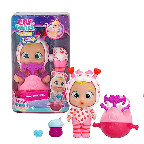 Bebes Llorones Momo Magische Tränen – Mini-Baby-Puppe mit Monster-Pyjama, weint Tränen Slime und springt mit ihrem Roller, Spielzeug für Jungen und Mädchen ab 3 Jahren von IMC Toys