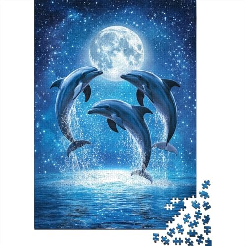 Delphin Puzzle Wellenschlag Tiers Puzzlespiele Holzwerkstoff Klassische Family DecoRatteion Kinder Ab 14 Jahren 1000-teilige 1000pcs (75x50cm) von BECFAZLCU