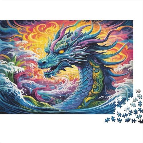 Drache 1000 Stück Puzzles Für Erwachsene Teenager Stress Abbauen Familien-Puzzlespiel 1000-teiliges Puzzle Kinder Lernspiel Spielzeug Geschenk Puzzel 1000pcs (75x50cm) von BECFAZLCU