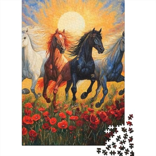 EIN galoppierendes Pferd Puzzle Nutztiere Holzpuzzle Holzwerkstoff Puzzlespiel HeimdekoRatteion Kinder Ab 14 Jahren 1000 Teile 1000pcs (75x50cm) von BECFAZLCU