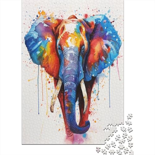 Elefant 1000 Stück Puzzles Für Erwachsene Teenager Stress Abbauen Familien-Puzzlespiel Mit Poster in 1000-teiliges Puzzle Kinder Lernspiel Spielzeug Geschenk Puzzel 1000pcs (75x50cm) von BECFAZLCU