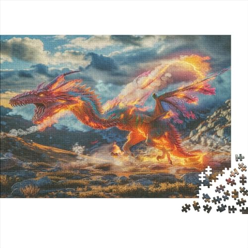 Flamme Pterosaurierier.kgm 1000 Teile, Impossible Puzzle,GesKükenlichkeitsspiel Für Die Ganze Familie, Erwachsenenpuzzle Ab 14 Jahren Puzzel 1000pcs (75x50cm) von BECFAZLCU