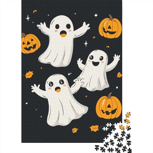 Halloween Puzzle Geister Kürbisse Holzpuzzle Holzwerkstoff Bunte DIY Family DecoRatteion Kinder Ab 14 Jahren 1000 Teile 1000pcs (75x50cm) von BECFAZLCU