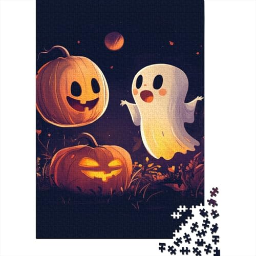 Halloween Puzzle Geister Kürbisse Holzpuzzle Holzwerkstoff Lernspiel Family DecoRatteion Kinder Ab 14 Jahren 1000-teilige 1000pcs (75x50cm) von BECFAZLCU