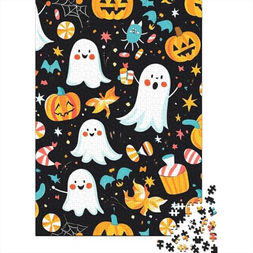 Halloween Puzzle Geister Kürbisse Holzpuzzle Holzwerkstoff Lernspiel Family DecoRatteion Kinder Ab 14 Jahren 1000-teilige 1000pcs (75x50cm) von BECFAZLCU