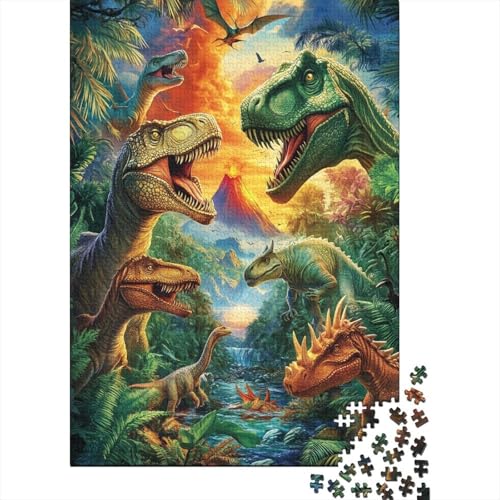 Jurassic Dinosaurierier Puzzle Holzpuzzle Holzwerkstoff Bunte DIY Home DekoRatteion Kinder Ab 14 Jahren 1000 Teile 1000pcs (75x50cm) von BECFAZLCU