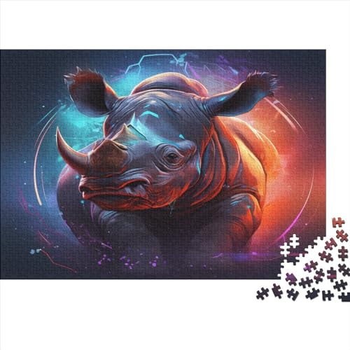 Rhinoceros 1000 Stück Puzzles Für Erwachsene Teenager Stress Abbauen Familien-Puzzlespiel 1000-teiliges Puzzle Kinder Lernspiel Spielzeug Geschenk Puzzel 1000pcs (75x50cm) von BECFAZLCU