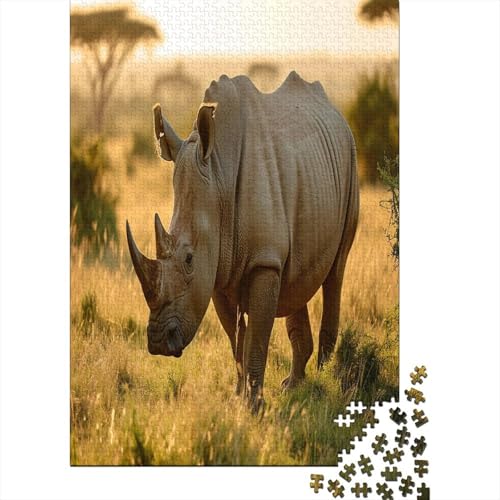 Rhinoceros Puzzle 1000 Teile,Puzzle Für Erwachsene, Impossible Puzzle,Puzzle Farbenfrohes Legespiel,Geschicklichkeitsspiel Für Die Ganze Familie Puzzel 1000pcs (75x50cm) von BECFAZLCU