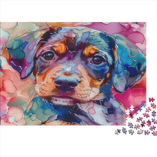 Tintenstil Hound Puppy 1000 Stück Puzzles Für Erwachsene Teenager Stress Abbauen Familien-Puzzlespiel Mit Poster in 1000-teiliges Puzzle Kinder Lernspiel Spielzeug Geschenk Puzzel 1000pcs (75x50cm) von BECFAZLCU