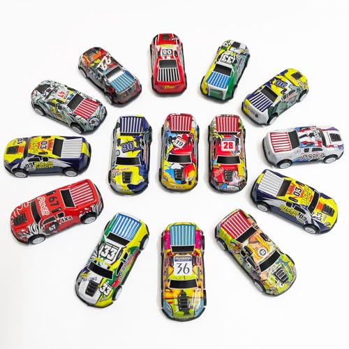 BECILES 15 Stück Stunt Spielzeugauto Legierung, Kleine Spielzeugautos, Spielzeugautos Set,Zurückziehen Spielzeugautos Metall,Mini Spielzeug Autos für das Lernspiel von Kleinkindern Jungen und Mädchen von HJZWTS