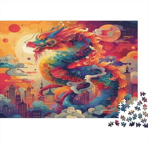 Drache 1000 Stück Puzzles Für Erwachsene Teenager Stress Abbauen Familien-Puzzlespiel 1000-teiliges Puzzle Kinder Lernspiel Spielzeug Geschenk Puzzel 1000pcs (75x50cm) von BEDDINGPW