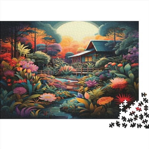 Dschungelhütte 1000 Teile,Impossible Puzzle,GesKükenlichkeitsspiel Für Die Ganze Familie, Erwachsenen Puzzlespiel Puzzel 1000pcs (75x50cm) von BEDDINGPW