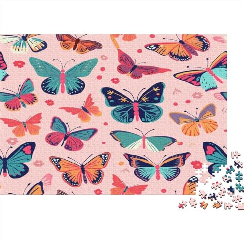 Schmetterling 1000 Stück Puzzles Für Erwachsene Teenager Stress Abbauen Familien-Puzzlespiel 1000-teiliges Puzzle Kinder Lernspiel Spielzeug Geschenk Puzzel 1000pcs (75x50cm) von BEDDINGPW