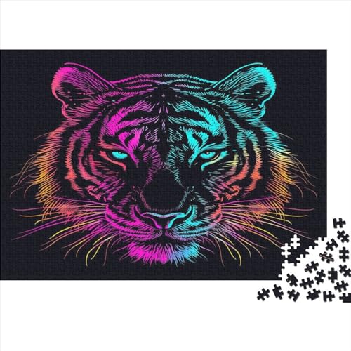 Tiger Puzzle 1000 Teile,für Erwachsene, Impossible Puzzle,farbenfrohes Legespiel,GesKükenlichkeitsspiel Für Die Ganze Familie,Erwachsenenpuzzle Puzzel 1000pcs (75x50cm) von BEDPOCHY