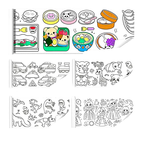BEEOFICEPENG 5 PCS Kinder-Zeichenrolle, Zeichenpapier für Kinder, 118 X 11,8 Malpapierrolle für Kinder von BEEOFICEPENG