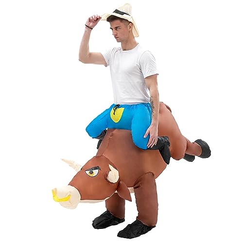 BEEOFICEPENG Ride On Cow OX Anzug Blow Up Kleidung für Halloween Cosplay Partykleid Lustiges, Ausgefallenes Maskottchen von BEEOFICEPENG