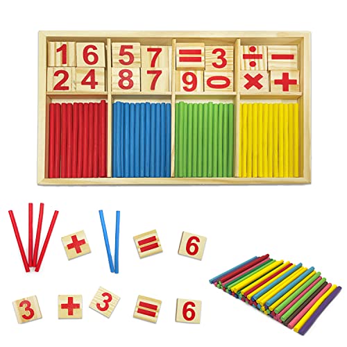 BEIIEB 1 Satz pädagogisches Mathematik-Spielzeug, bunte Blöcke und Stick-Mathematik-Spiele, Lernspielzeug für Kinder, plus 50 Stäbchen von BEIIEB