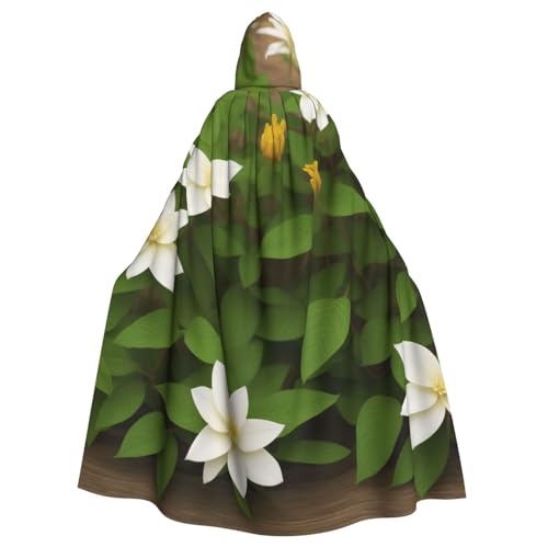 BEIVGOXL Clematis Blumen-Umhang mit Kapuze, Halloween-Umhang, Erwachsenen-Umhang mit Kapuze, übergroßer Umhang mit Fliege, Unisex, Cosplay-Kostüme von BEIVGOXL