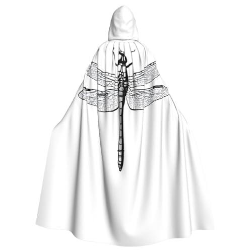 BEIVGOXL Dragonfly Custom Printed Hooded Cloak,Halloween Cloak, Adult Cape With Hood - Oversized Cape With Bow Tie, Unisex Cosplay Costumes von BEIVGOXL