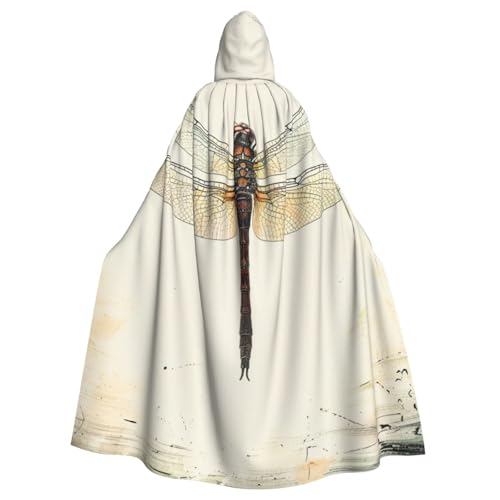 BEIVGOXL Dragonfly Custom Printed Hooded Cloak,Halloween Cloak, Adult Cape With Hood - Oversized Cape With Bow Tie, Unisex Cosplay Costumes von BEIVGOXL