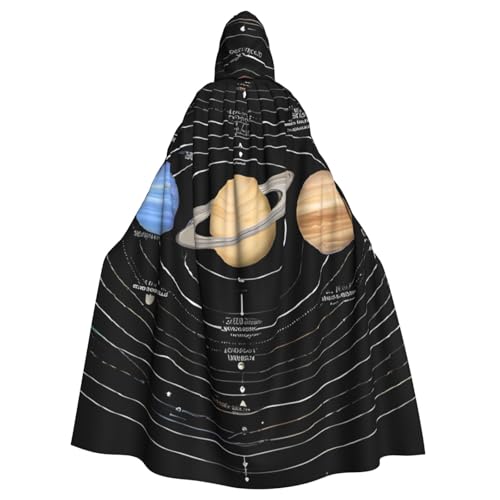 BEIVGOXL Exploring The Solar System Custom Printed Hooded Cloak, Halloween Cloak, Adult Cape With Hood - Oversized Cape With Bow Tie, Unisex Cosplay Costumes von BEIVGOXL