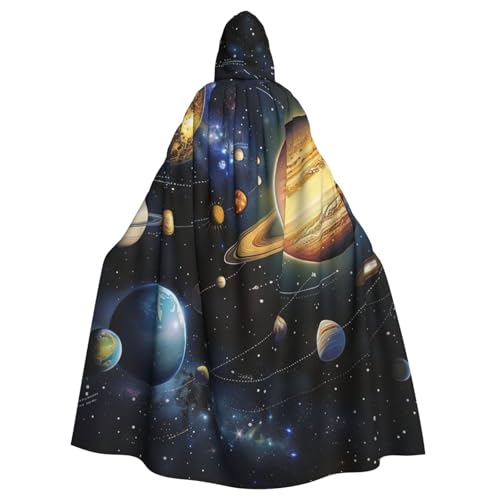 BEIVGOXL Exploring the Solar System Custom Printed Hooded Cloak, Halloween Cloak, Adult Cape With Hood - Oversized Cape With Bow Tie, Unisex Cosplay Costumes von BEIVGOXL