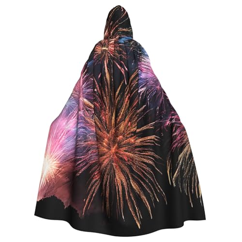 BEIVGOXL Explosion Firework 3D Custom Printed Hooded Cloak, Halloween Cloak, Adult Cape With Hood - Oversized Cape With Bow Tie, Unisex Cosplay Costumes von BEIVGOXL