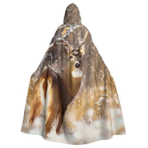 BEIVGOXL Free Whitetail Deer Custom Printed Hooded Cloak, Halloween Cloak, Adult Cape With Hood - Oversized Cape With Bow Tie, Unisex Cosplay Costumes von BEIVGOXL