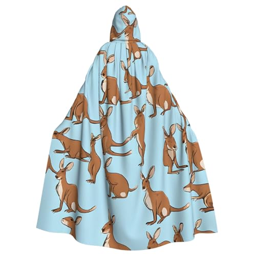 BEIVGOXL Funny For Kangaroo Zoo Custom Printed Hooded Cloak, Halloween Cloak, Adult Cape With Hood - Oversized Cape With Bow Tie, Unisex Cosplay Costumes von BEIVGOXL