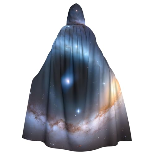 BEIVGOXL Galaxie-Umhang mit Kapuze, bedruckt, Halloween-Umhang, Erwachsenen-Umhang mit Kapuze, übergroßer Umhang mit Fliege, Unisex, Cosplay-Kostüme von BEIVGOXL