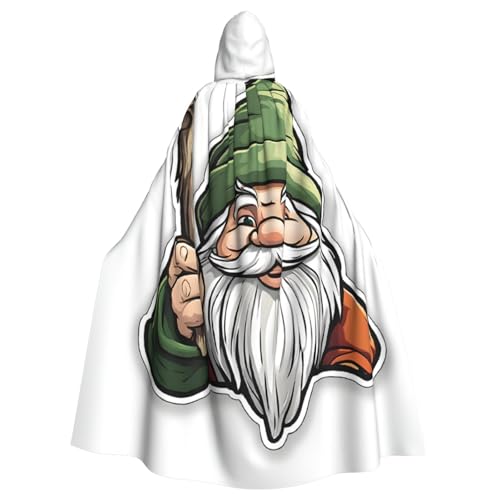 BEIVGOXL Gnome Custom Printed Hooded Cloak,Halloween Cloak, Adult Cape With Hood - Oversized Cape With Bow Tie, Unisex Cosplay Costumes von BEIVGOXL