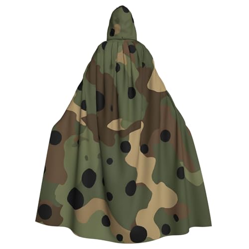 BEIVGOXL Kapuzenumhang mit Camouflage-Muster, Halloween-Umhang, Erwachsenen-Umhang mit Kapuze, übergroßer Umhang mit Fliege, Unisex, Cosplay-Kostüme von BEIVGOXL