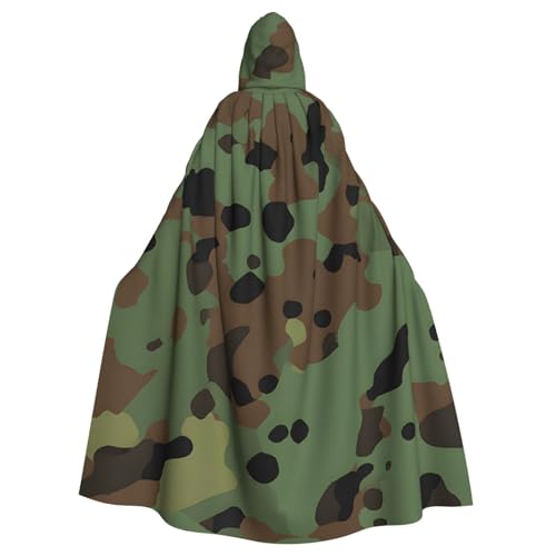 BEIVGOXL Kapuzenumhang mit Camouflage-Muster, Halloween-Umhang, Erwachsenen-Umhang mit Kapuze, übergroßer Umhang mit Fliege, Unisex, Cosplay-Kostüme von BEIVGOXL