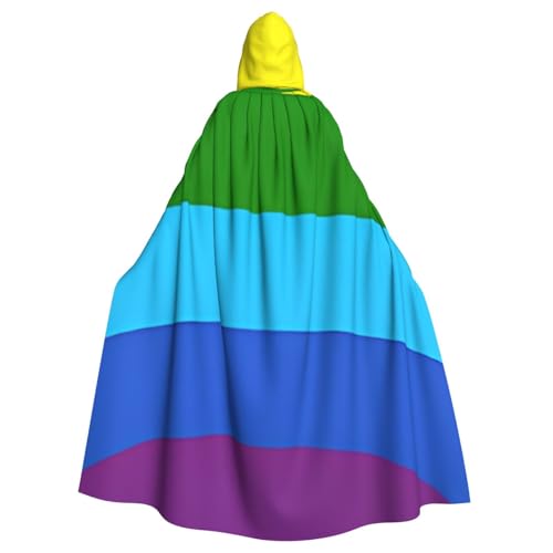 BEIVGOXL Kapuzenumhang mit Regenbogen-Druck, Halloween-Umhang, Erwachsenen-Umhang mit Kapuze, übergroßer Umhang mit Fliege, Unisex, Cosplay-Kostüme von BEIVGOXL