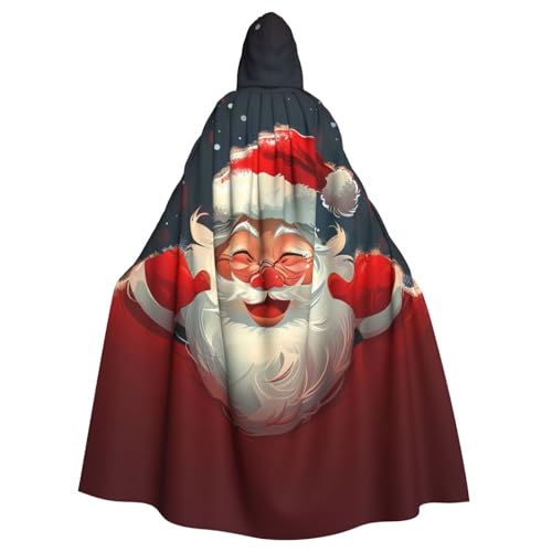 BEIVGOXL Kapuzenumhang mit süßem Weihnachtsmann-Aufdruck, Halloween-Umhang, Erwachsenen-Umhang mit Kapuze, übergroßer Umhang mit Fliege, Unisex, Cosplay-Kostüme von BEIVGOXL