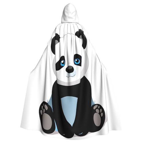 BEIVGOXL Niedlicher Panda-Umhang, bedruckter Kapuzenumhang, Halloween-Umhang, Erwachsenen-Umhang mit Kapuze, übergroßer Umhang mit Fliege, Unisex-Cosplay-Kostüme von BEIVGOXL