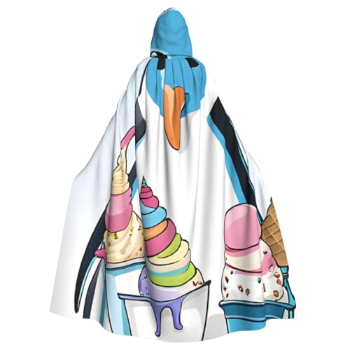 BEIVGOXL Penguins Custom Printed Hooded Cloak,Halloween Cloak, Adult Cape With Hood - Oversized Cape With Bow Tie, Unisex Cosplay Costumes von BEIVGOXL