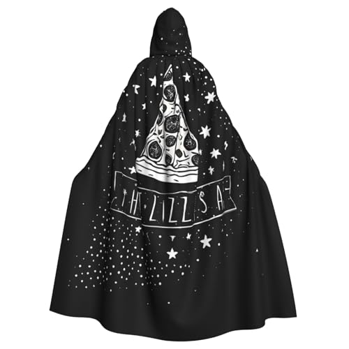 BEIVGOXL Pizza Constellation Custom Printed Hooded Cloak, Halloween Cloak, Adult Cape With Hood - Oversized Cape With Bow Tie, Unisex Cosplay Costumes von BEIVGOXL